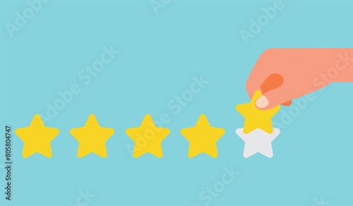 Good feedback rating and positive customer review, opinion and satisfaction survey with hand picking