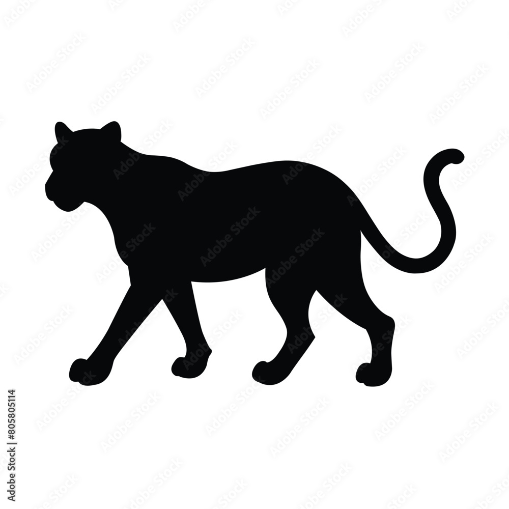 silhouette of a cheetah animal on white