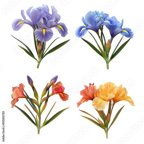 Tranquil Hanashibu Japanese Iris on Transparent Background - Botanical Elegance for Floral Designs and Summer Gardens