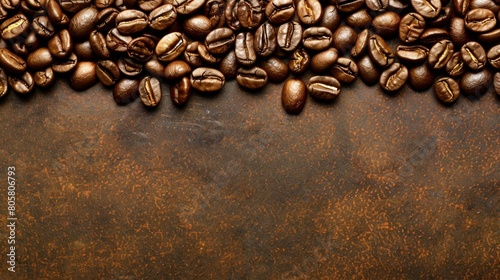  A wooden table holds a stack of coffee beans, with a metal plate nearby bearing a steaming mug of coffee atop it