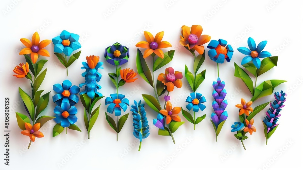 Obraz premium Colorful abstract meadow floral silhouette artwork in vibrant colors against a background. Great is flower design inspiration