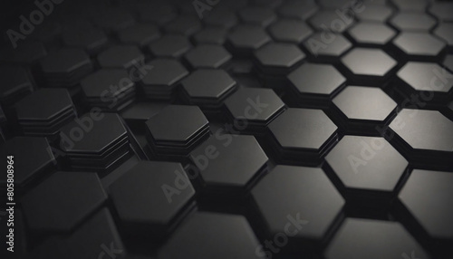 Black Hexagonal Elegance - Abstract Geometric Texture