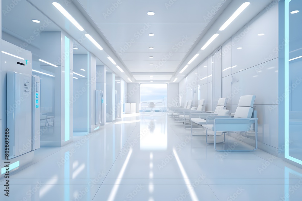 Empty modern hospital corridor with rooms and seats waiting room in medical office. Healthcare service interior
Empty modern hospital corridor with rooms and seats waiting room in medical office. Healthcare service interior