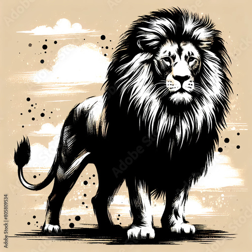 Illustration grunge Lion