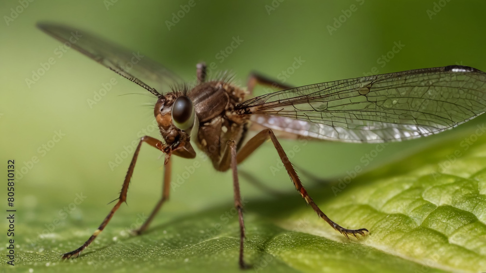 Closeup on a dance fly, Empis livida sitting on a green leaf
Closeup on a dance fly, Empis livida sitting on a green leaf