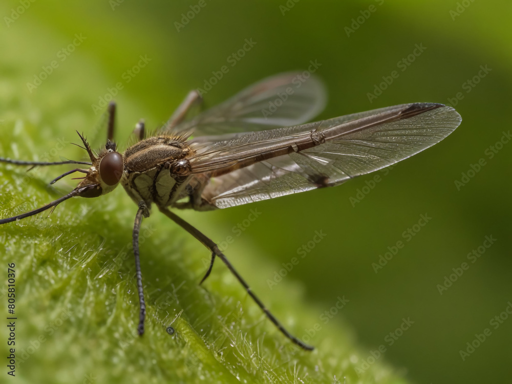 Closeup on a dance fly, Empis livida sitting on a green leaf
Closeup on a dance fly, Empis livida sitting on a green leaf