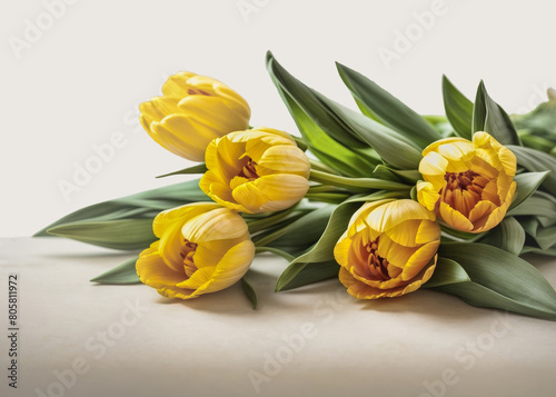 Bouquet of yellow tulips isolated