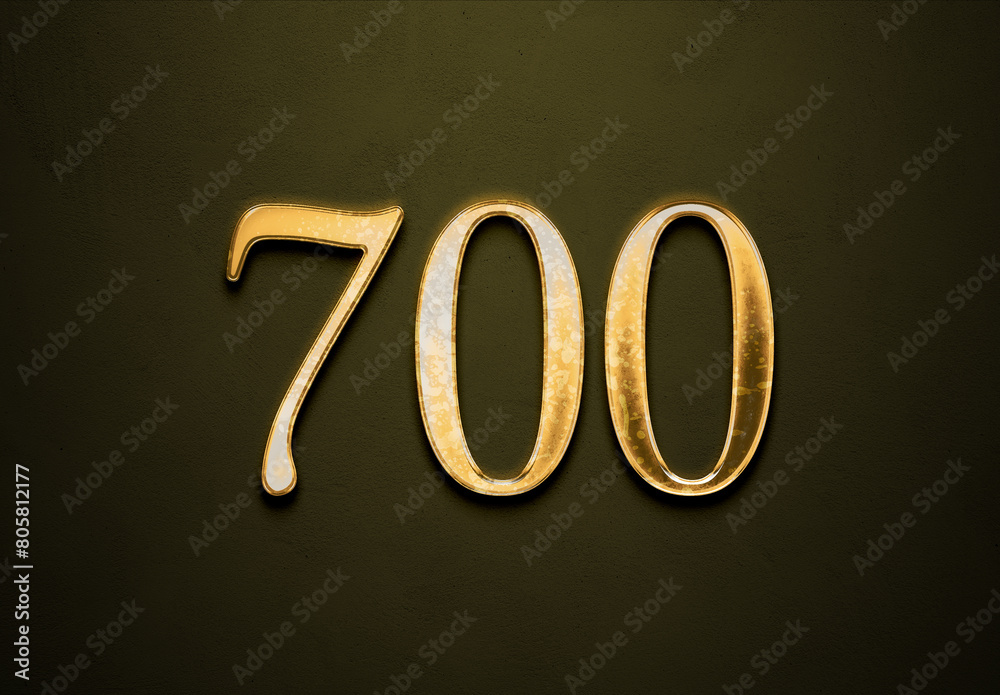 Old gold effect of 700 number with 3D glossy style Mockup. Old gold effect of 700 number with 3D glossy style Mockup.