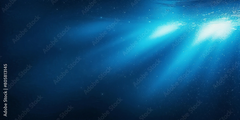 Naklejka premium Grainy Glowing Blue Light on Dark Backdrop: Blue Gradient Background with Noise Texture Effect for Banner Header