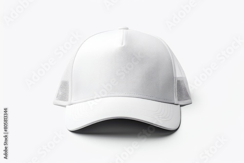 white trucker hat for mockup on white background