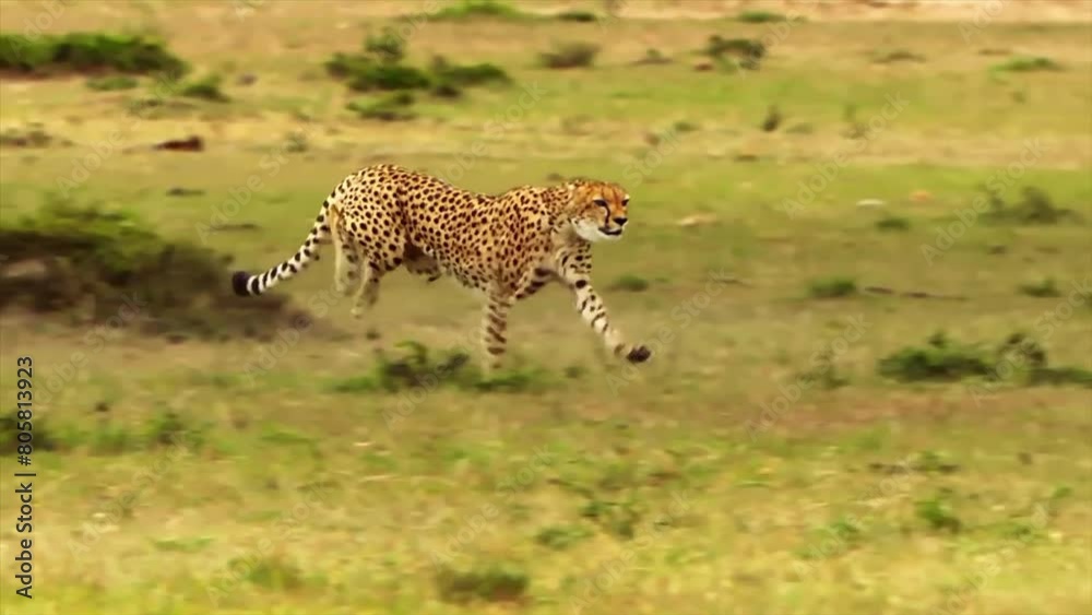Cheetah Caught Running While Hunting