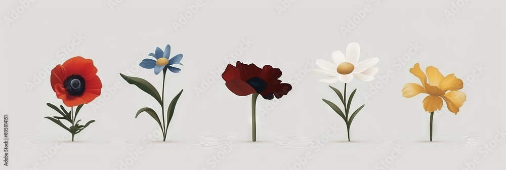 Obraz premium Colorful abstract meadow floral silhouette artwork in vibrant colors against a background. Great is flower design inspiration