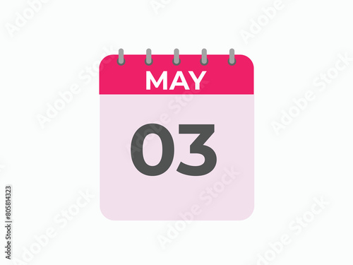 May 3 calendar reminder. 3 May daily calendar icon template. Calendar 3 May icon Design template. Vector illustration
