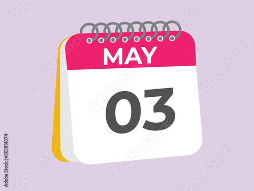 May 3 calendar reminder. 3 May daily calendar icon template. Calendar 3 May icon Design template. Vector illustration
