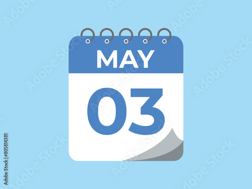 May 3 calendar reminder. 3 May daily calendar icon template. Calendar 3 May icon Design template. Vector illustration
