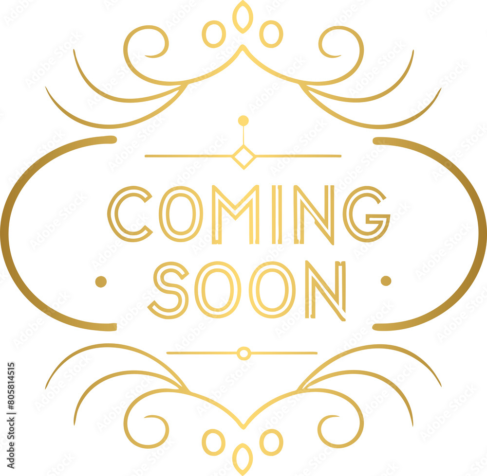 Golden coming soon lettering text
