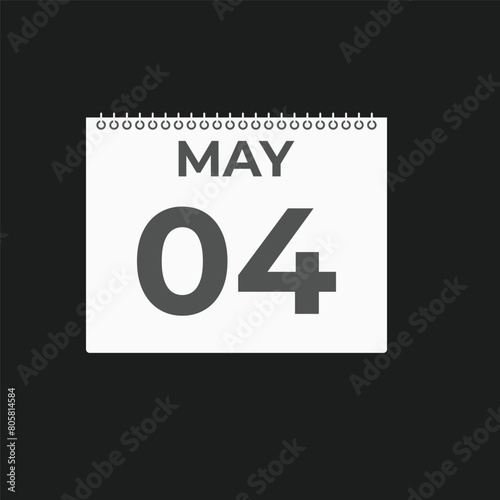 May 4 calendar reminder. 4 May daily calendar icon template. Calendar 4 May icon Design template. Vector illustration 