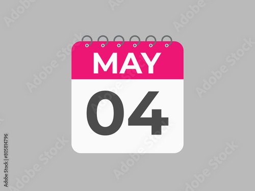 May 4 calendar reminder. 4 May daily calendar icon template. Calendar 4 May icon Design template. Vector illustration
