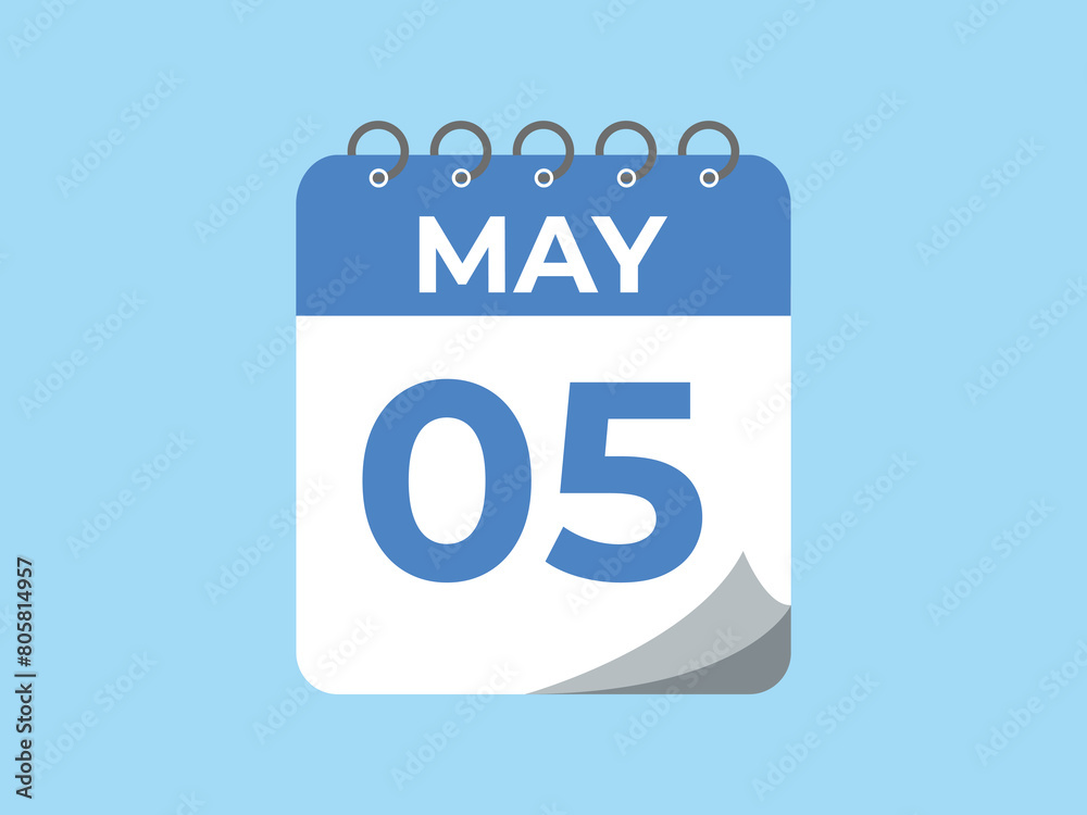 May 5 calendar reminder. 5 May daily calendar icon template. Calendar 5 May icon Design template. Vector illustration
May 5 calendar reminder. 5 May daily calendar icon template. Calendar 5 May icon Design template. Vector illustration