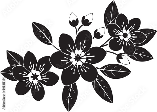 Vector black and white illustration of flowers. Isolated on white background.