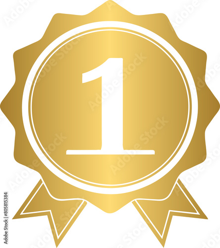 Golden top one award, gold top 1 badge sign
