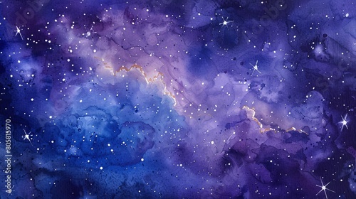 a watercolor artwork of space  stars  and the ethereal Pisces constellation  exquisitely rendered on textured watercolor paper