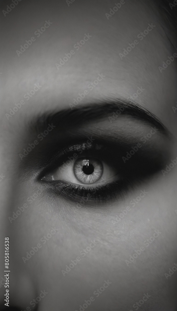 Fototapeta premium Intense Gaze - Dramatic Black and White Eye Portrait