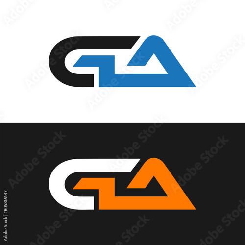 GA set ,GA logo. G A design. White GA letter. GA, G A letter logo design. Initial letter GA letter logo set, linked circle uppercase monogram logo. G A letter logo vector design. 