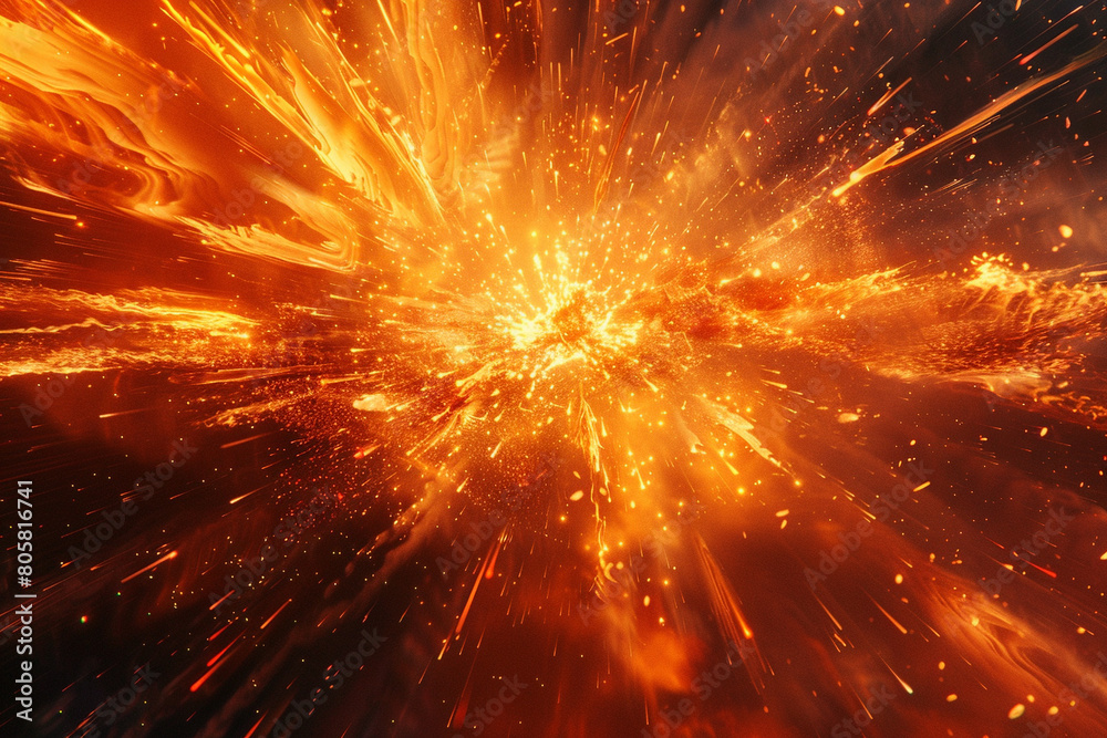 Create an abstract representation of the intense heat and energy released during a nuclear explosion, with vibrant bursts of light and jagged, explosive patterns Create an abstract representation of the intense heat and energy released during a nuclear explosion, with vibrant bursts of light and jagged, explosive patterns