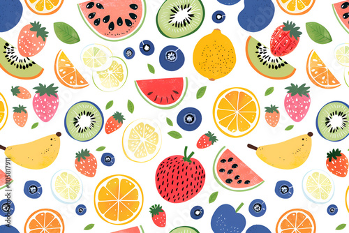 seamless pattern with fruits, Generative AI