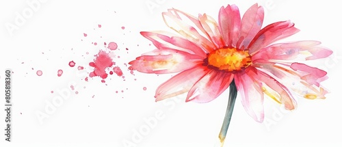 A watercolor painting of a simple daisy with bright petals  cute and cheerful  Clipart isolated on white background