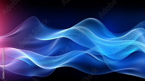 Wallpaper Mural Neon blue lines flowing, tech direction, abstract, dynamic movement effect Torontodigital.ca