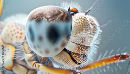 AI generated illustration of a close-up of a mosquito's eye with soft background photo