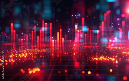 A market chart showcases the growth of a business with a stock graph  emphasizing investment data and the increase in profits.