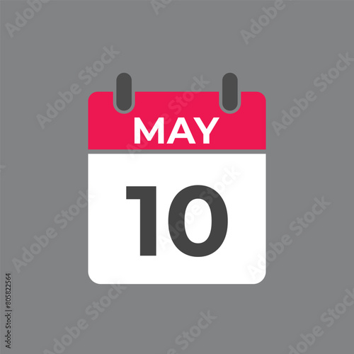 May 10 calendar reminder. 10 May daily calendar icon template. Calendar 10 May icon Design template. Vector illustration
