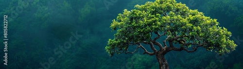 The tree is adorned with vibrant green foliage.