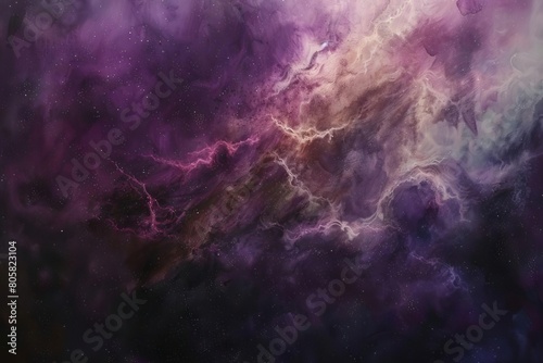 A cosmic gradient transitioning from metallic silver to rich plum, embodying the otherworldly hues of nebulae © Preyanuch