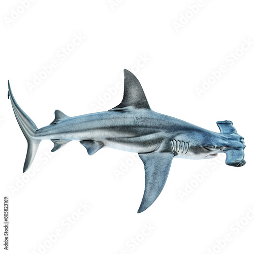 Hammerhead shark isolated on white or transparent background