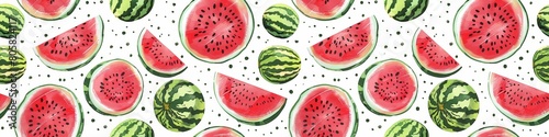 Summertime Freshness: Vibrant Watermelon Pattern on White