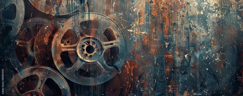 Fototapeta premium A blurry effect resembling old film reels, complete with scratches, dust marks, and overexposure