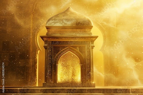 Mausoleum, golden background photo