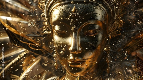 Ornate Golden Deity Statue Adorned with Intricate Metalwork and Radiant Detailing