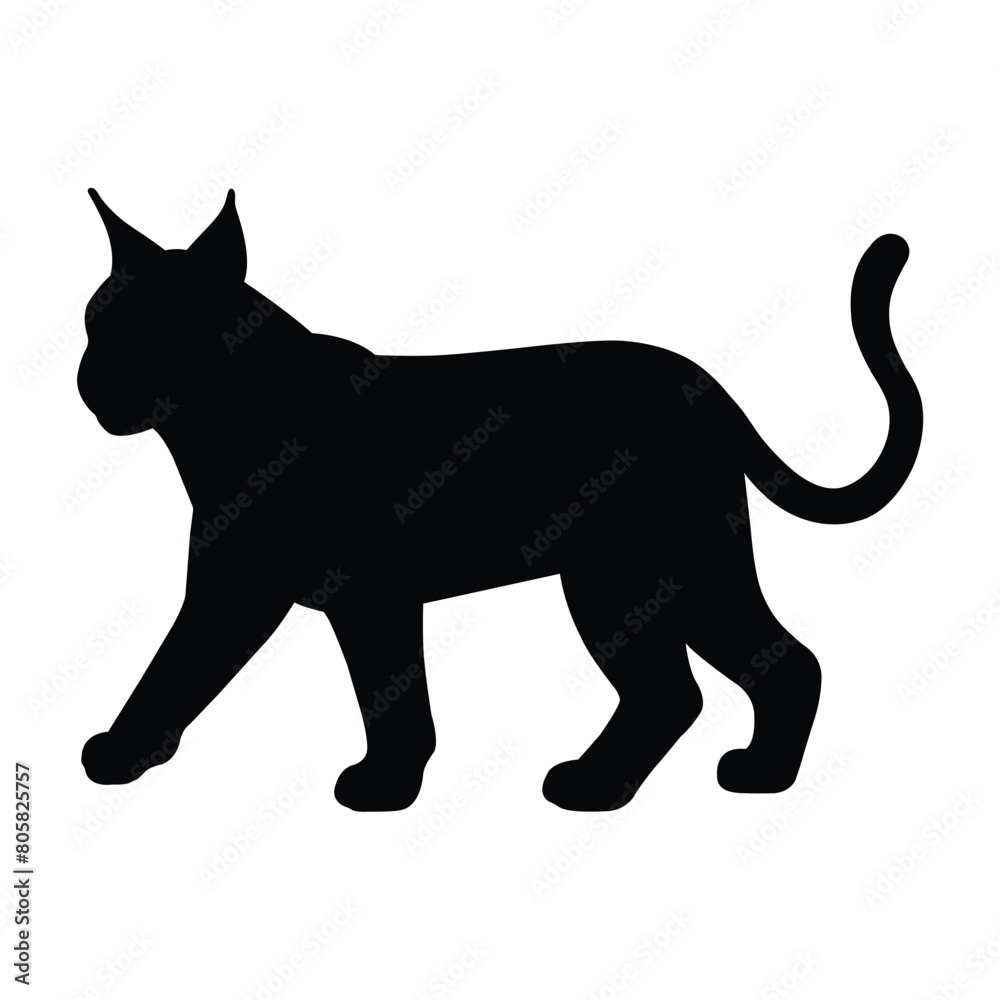 silhouette of a bobcat on white silhouette of a bobcat on white
