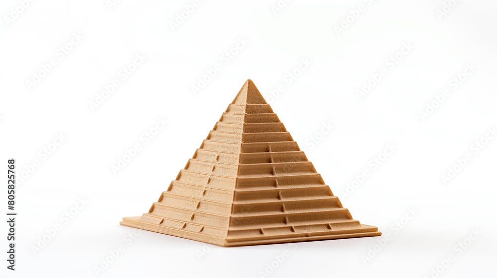 Detailed close-up of a miniature pyramid, symbolizing ancient Egyptian architecture, set against a pure white background with a soft shadow beneath. Detailed close-up of a miniature pyramid, symbolizing ancient Egyptian architecture, set against a pure white background with a soft shadow beneath.