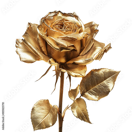 Gold Rose isolated on white or transparent background