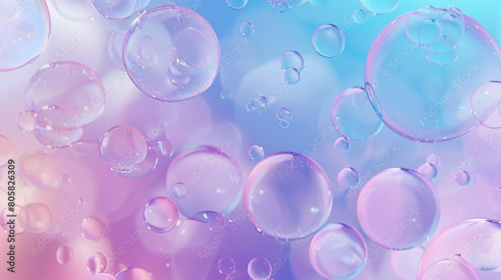 A soft pastel ombre backdrop of lilac and sky blue bubbles.