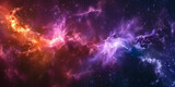A colorful space scene with a purple and orange line