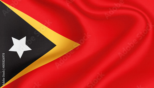 Timor Leste national flag in the wind illustration image photo