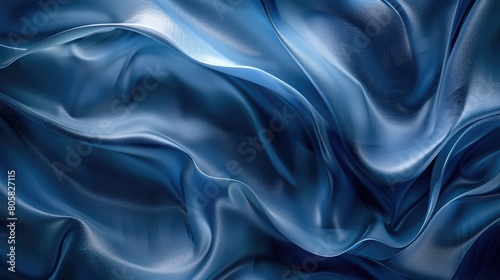 Abstract Background with Smooth Waves in Blue Tones ,Blue Silk Fabric Texture with Beautiful Waves, Elegant Background for a Luxury Product, Smooth elegant blue silk or satin cloth texture