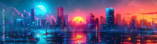futuristic gaming world filled with neon lights and virtual adventures
